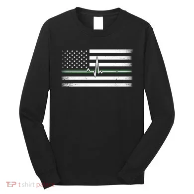 US Military Thin Line Flag Long Sleeve Shirt