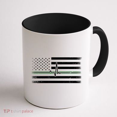 US Military Thin Line Flag Coffee Mug back