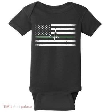 US Military Thin Line Flag Baby Bodysuit