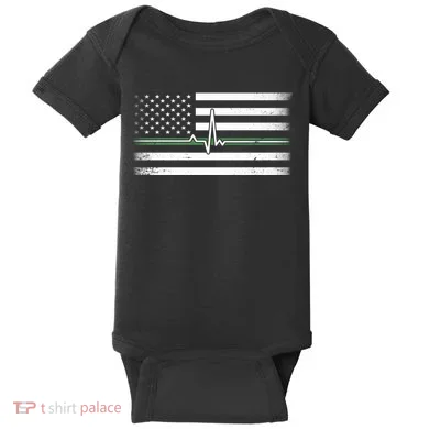 US Military Thin Line Flag Baby Bodysuit