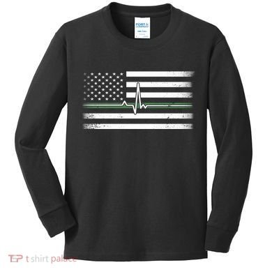 US Military Thin Line Flag Kids Long Sleeve Shirt