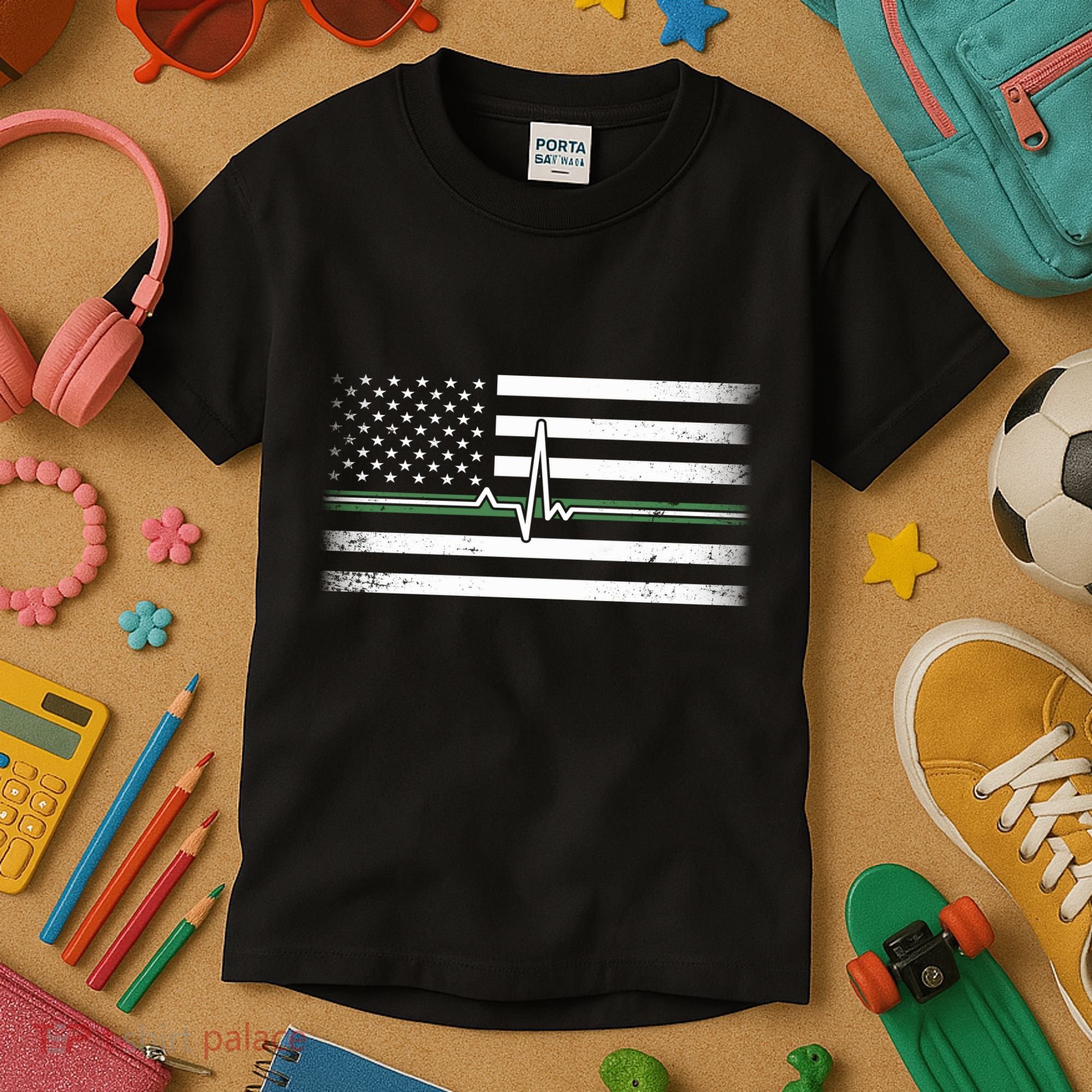 US Military Thin Line Flag Kids T-Shirt