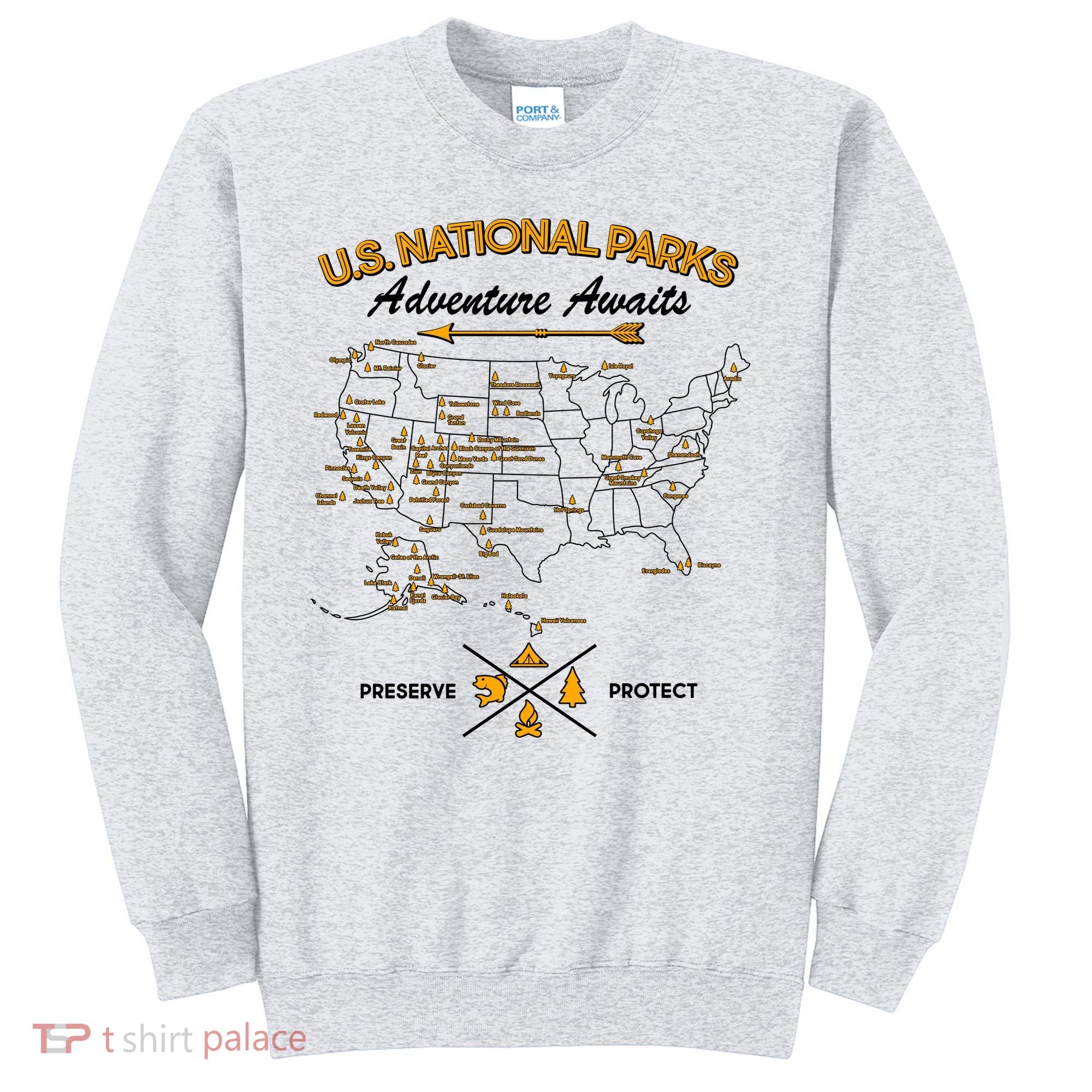 US National Parks Map Adventure Awaits Sweatshirt