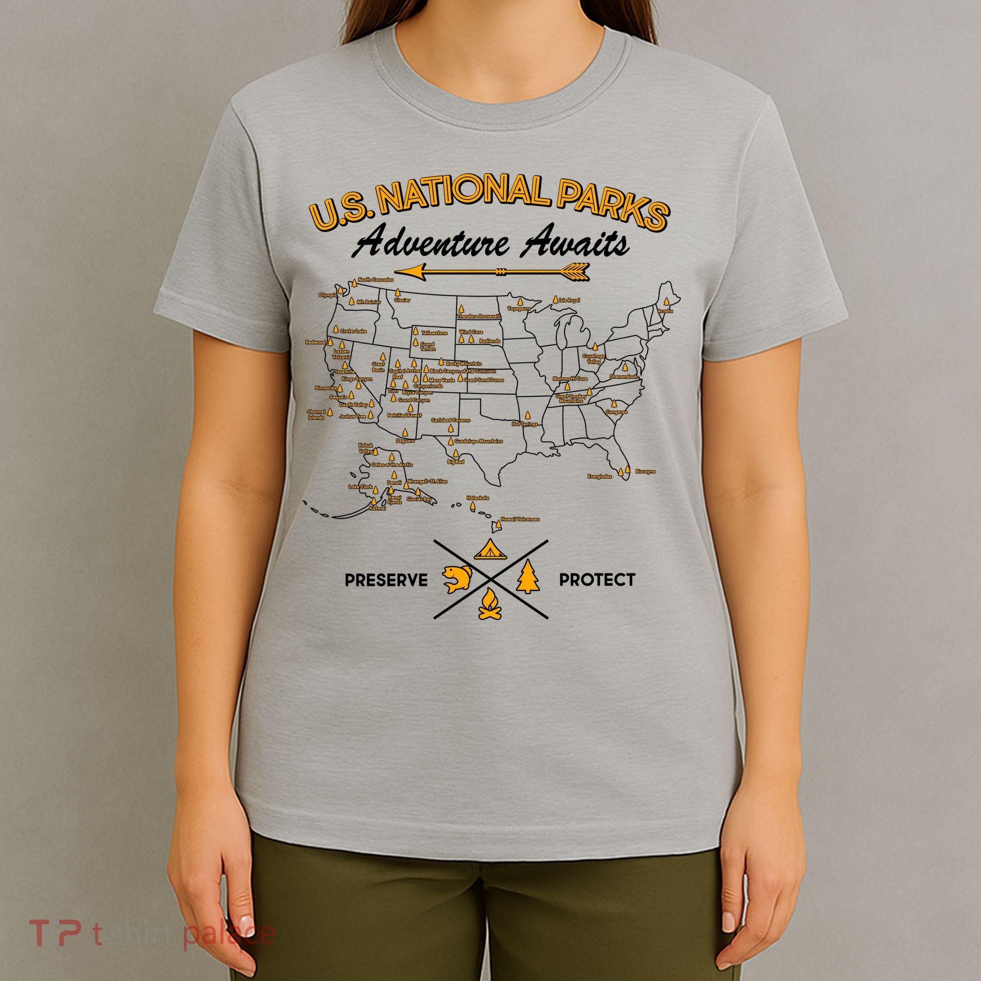 US National Parks Map Adventure Awaits T-Shirt