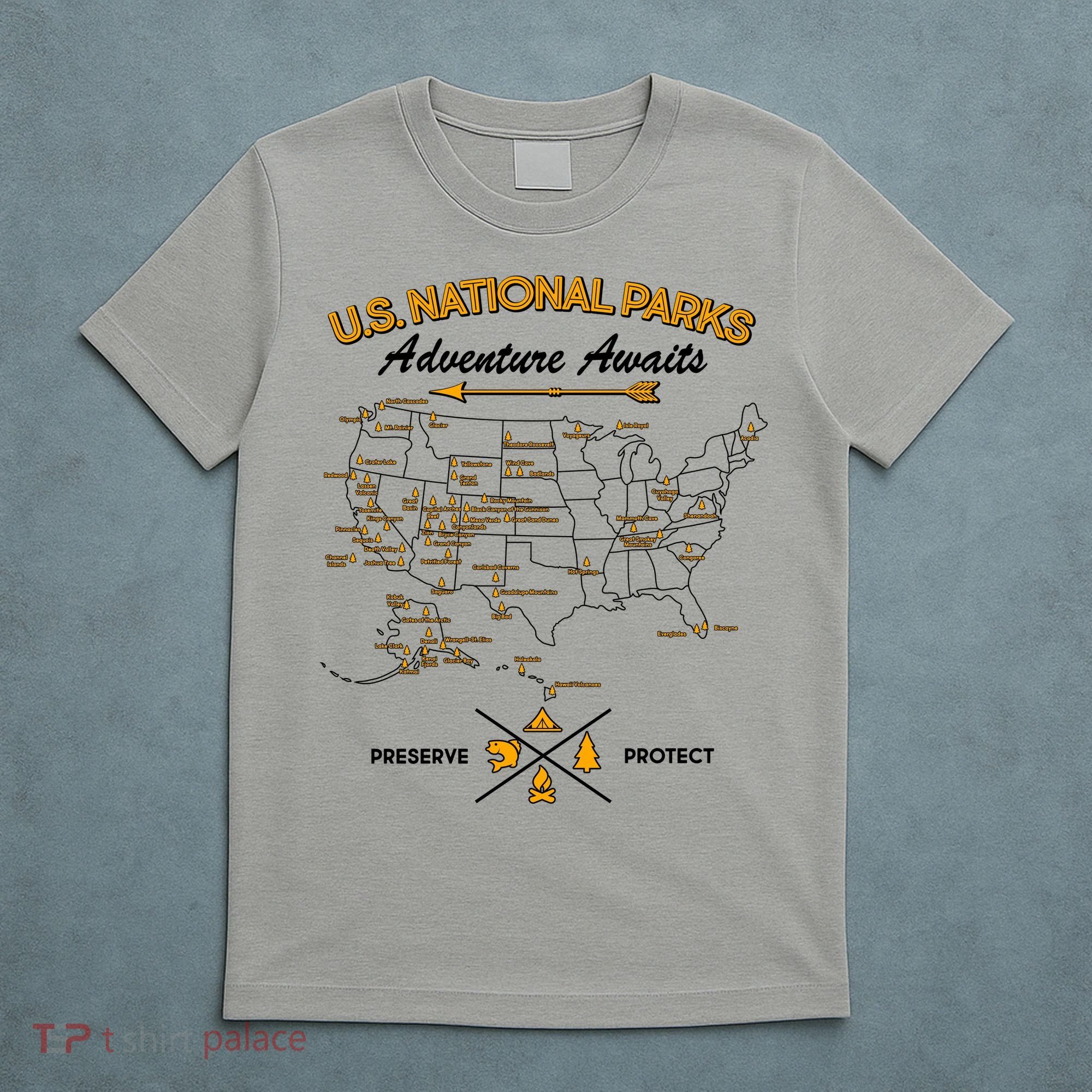 US National Parks Map Adventure Awaits T-Shirt