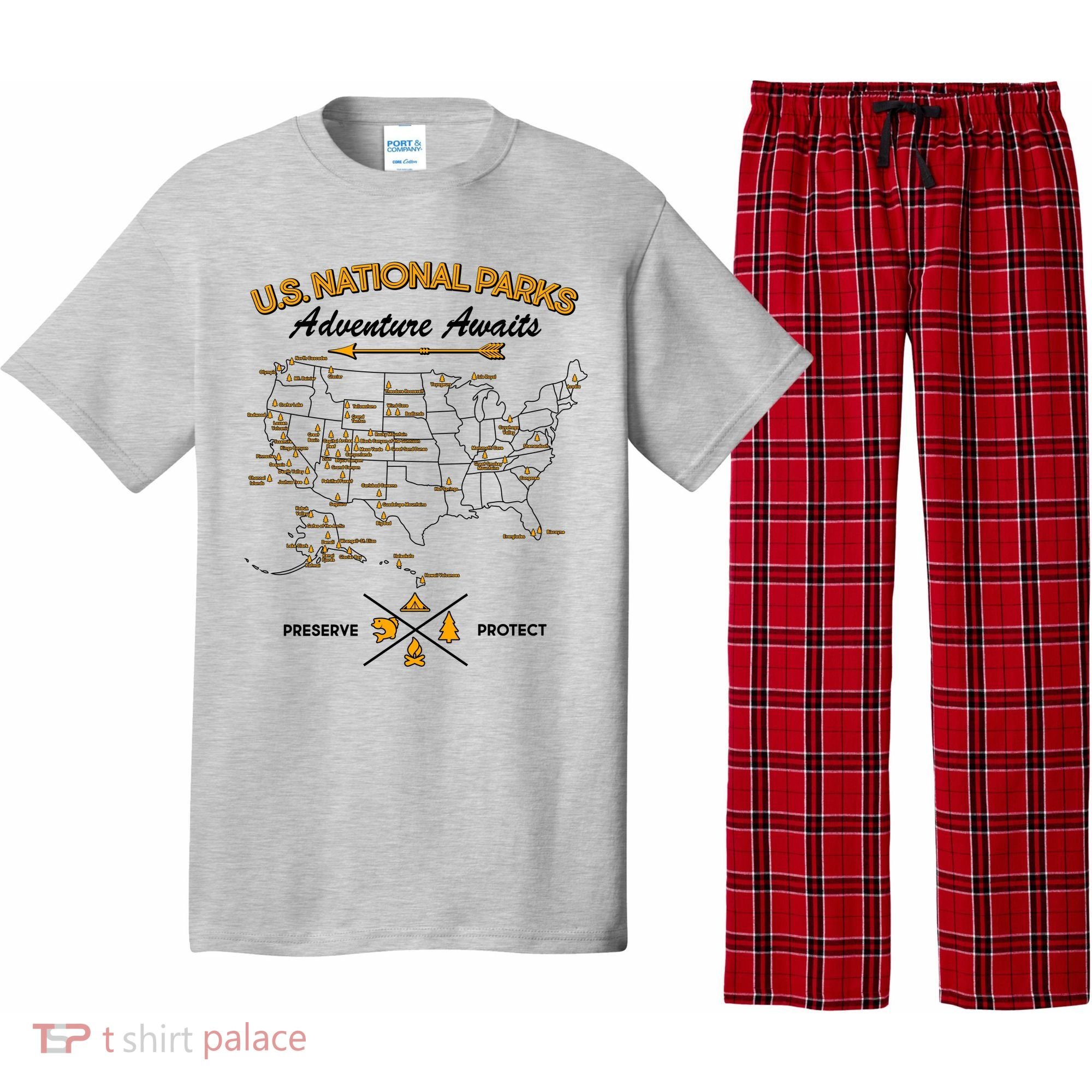 US National Parks Map Adventure Awaits Pajama Set