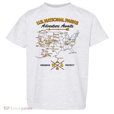 US National Parks Map Adventure Awaits Toddler T-Shirt