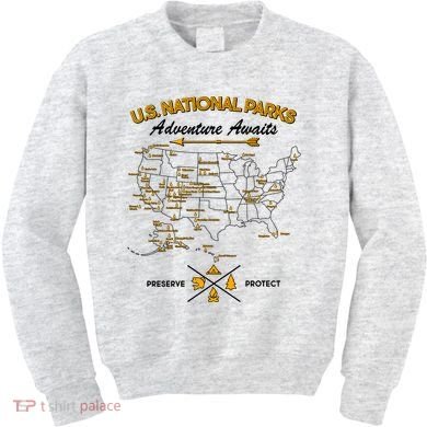 US National Parks Map Adventure Awaits Kids Sweatshirt