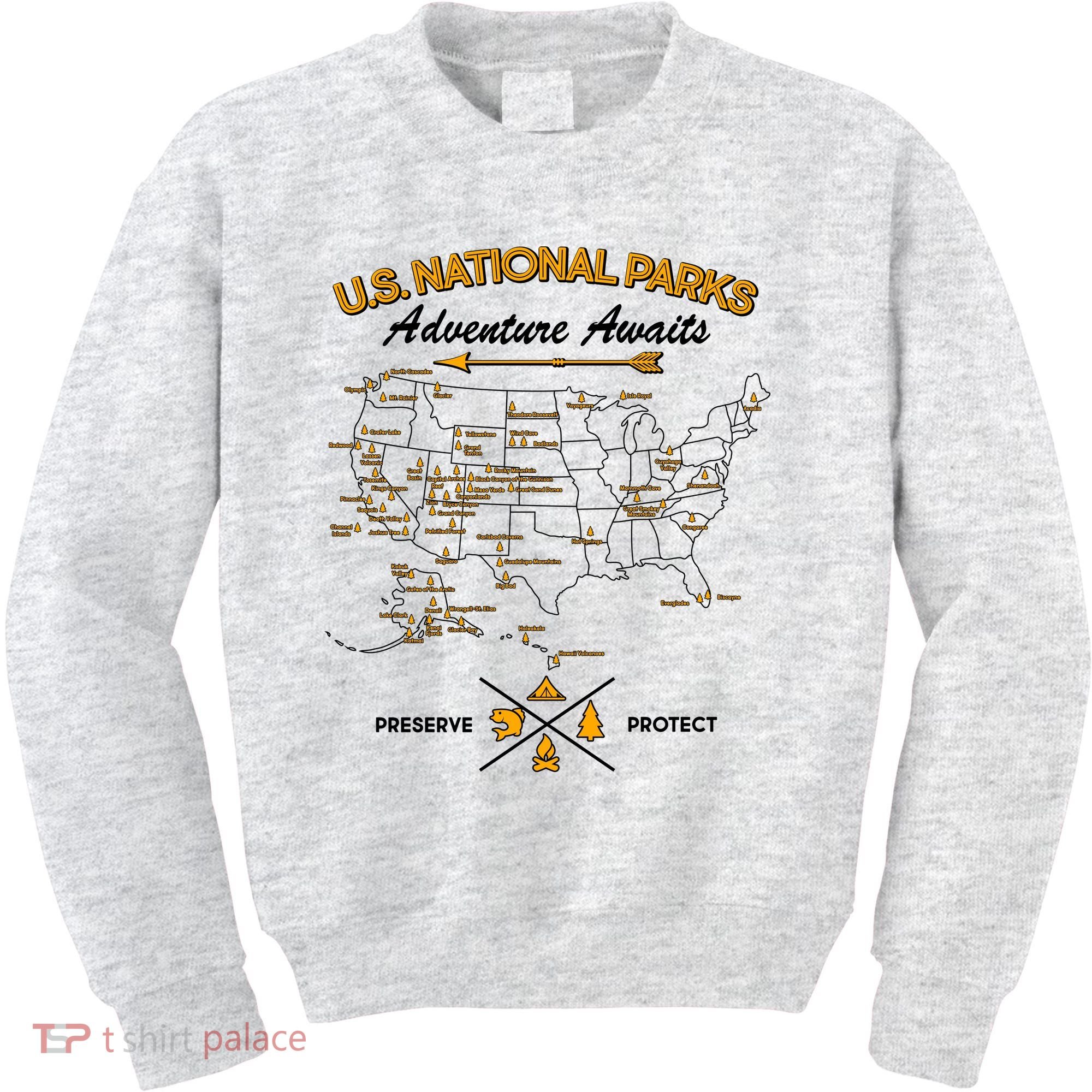 US National Parks Map Adventure Awaits Kids Sweatshirt
