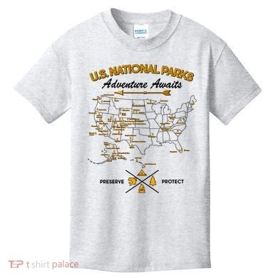 US National Parks Map Adventure Awaits Kids T-Shirt