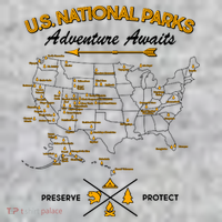 US National Parks Map Adventure Awaits Kids T-Shirt thumb 2