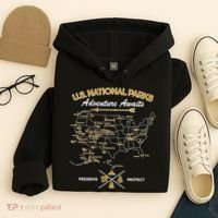 US National Parks Map Adventure Awaits Hoodie thumb 4