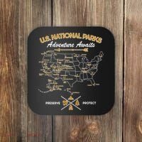 US National Parks Map Adventure Awaits Coaster thumb 0
