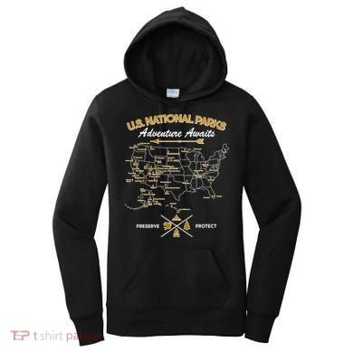 US National Parks Map Adventure Awaits Women's Hoodie