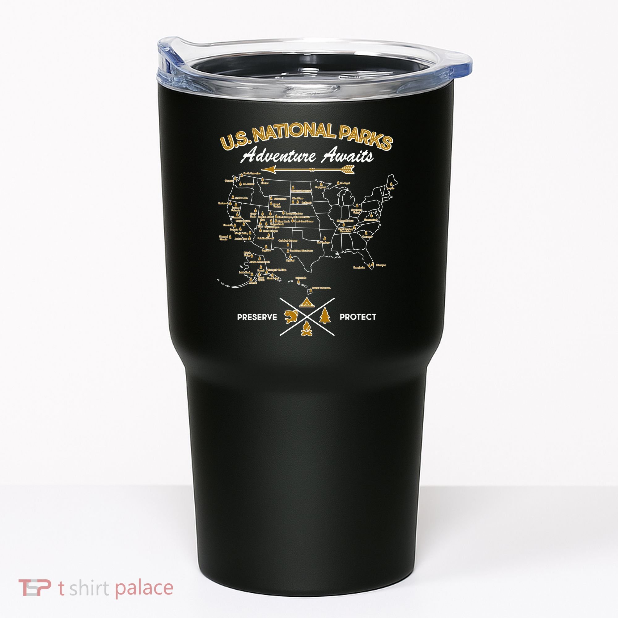 US National Parks Map Adventure Awaits Tumbler