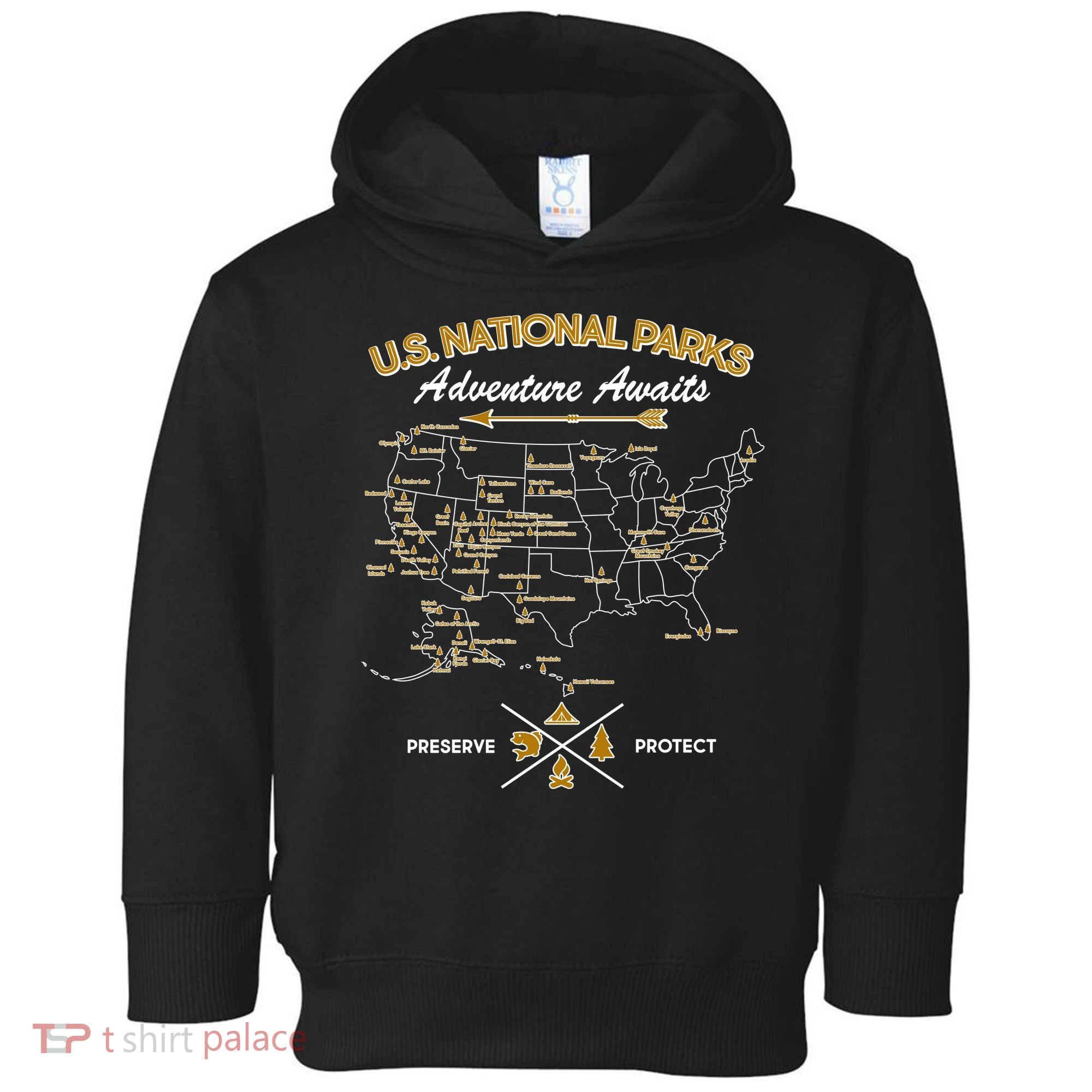 US National Parks Map Adventure Awaits Toddler Hoodie