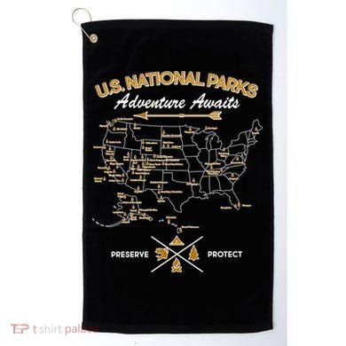 US National Parks Map Adventure Awaits Golf Towel