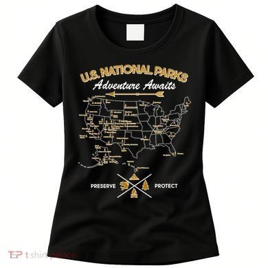 US National Parks Map Adventure Awaits Women's T-Shirt