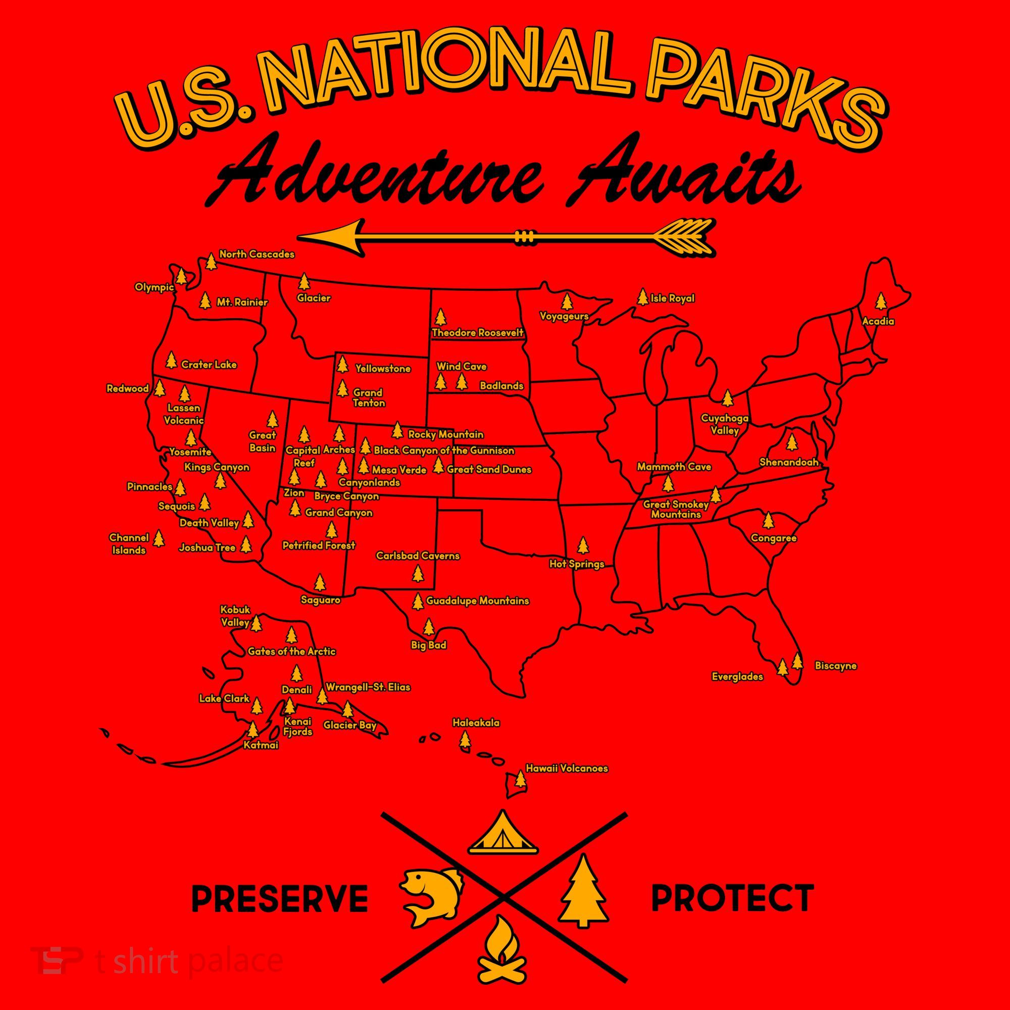US National Parks Map Adventure Awaits Santa Hat