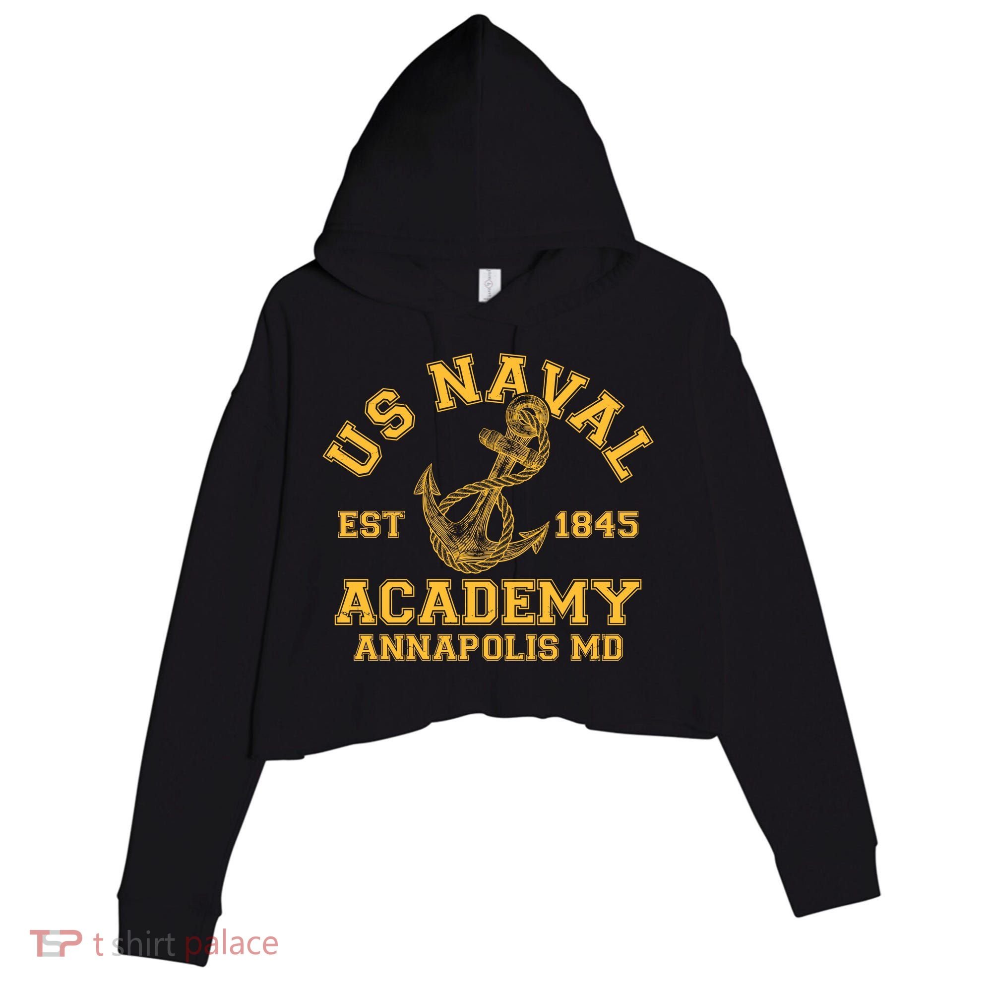 US NAVAL Est 1845 Academy Annapolis MD Crop Fleece Hoodie