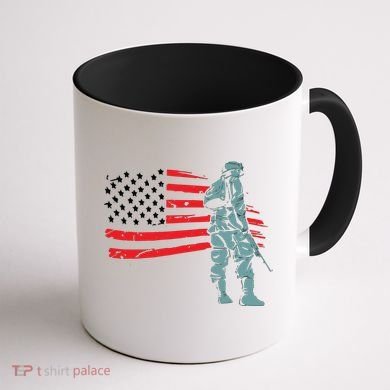 US Soldier American Flag Coffee Mug back