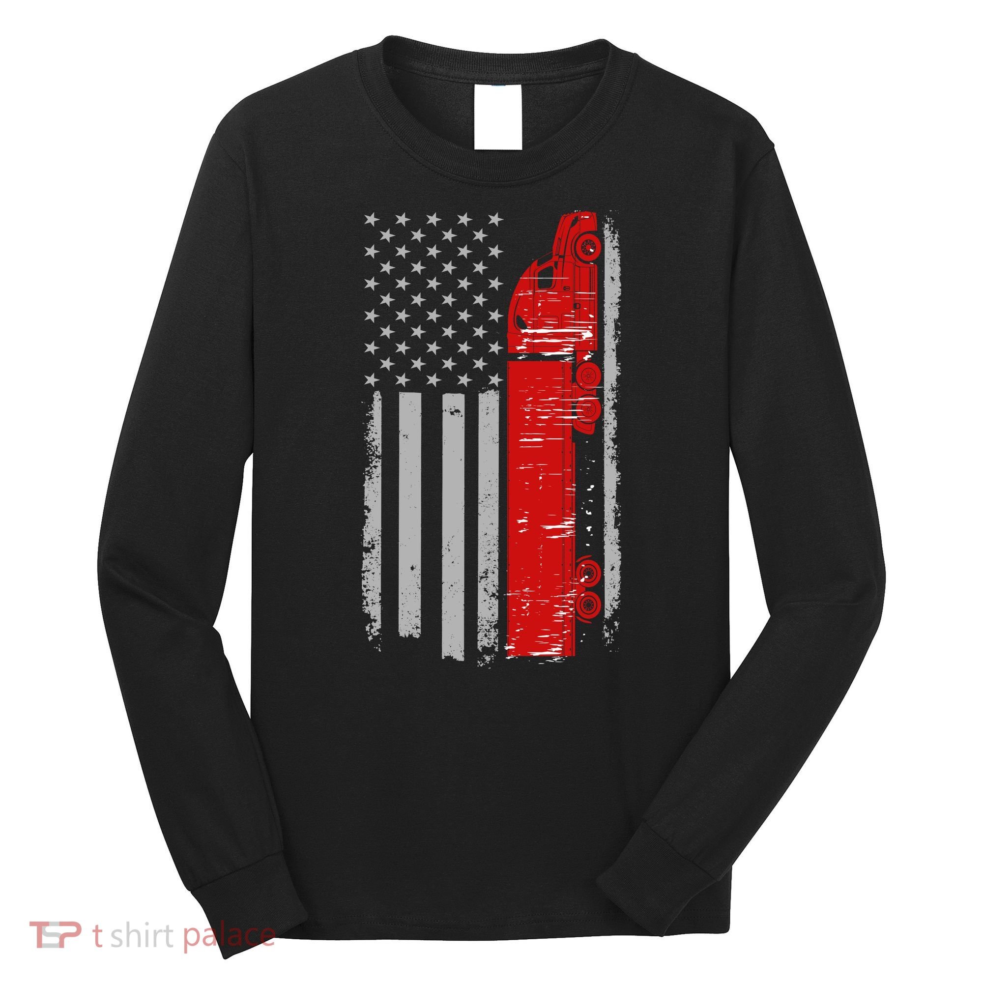 US Truck Driver USA Flag Long Sleeve Shirt