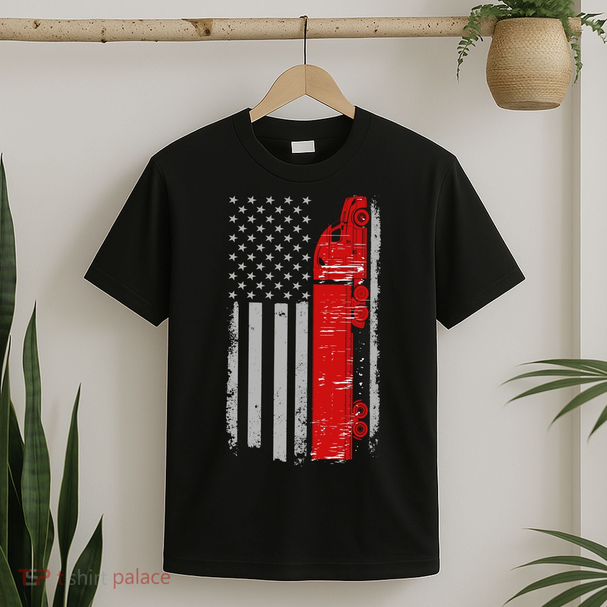US Truck Driver USA Flag T-Shirt