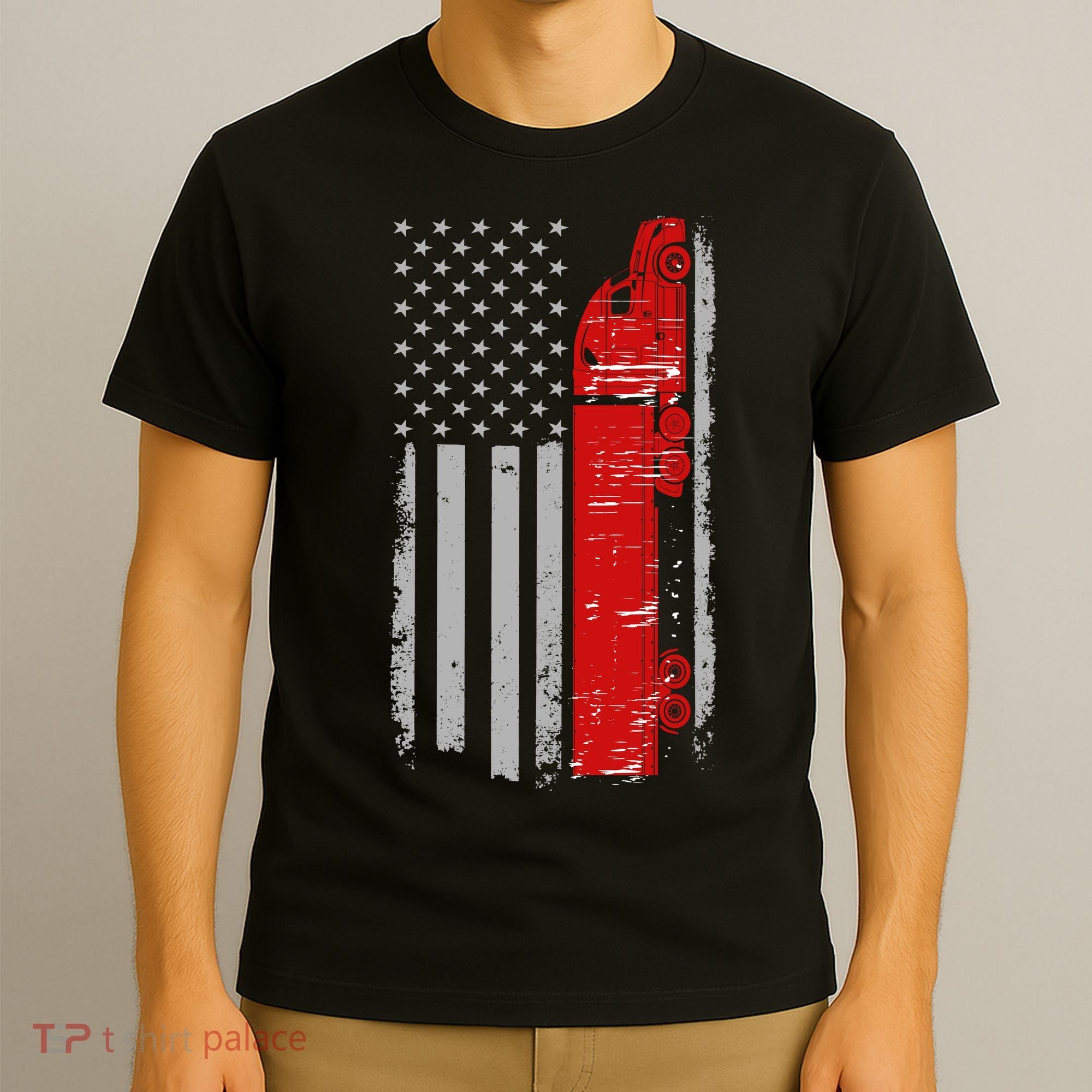 US Truck Driver USA Flag T-Shirt