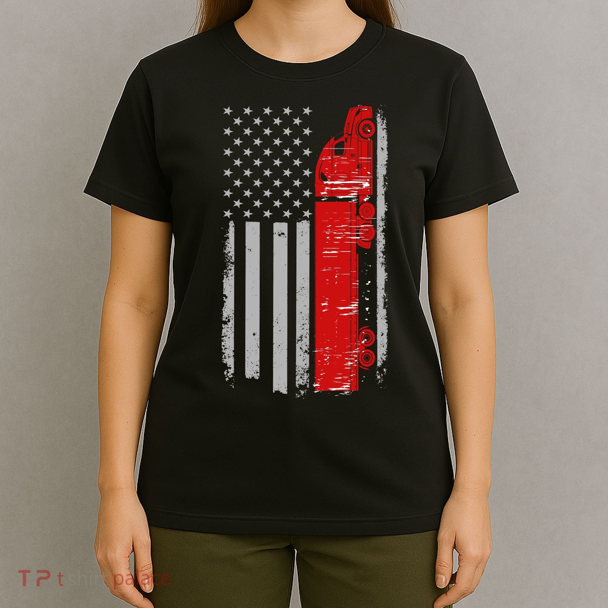 US Truck Driver USA Flag T-Shirt