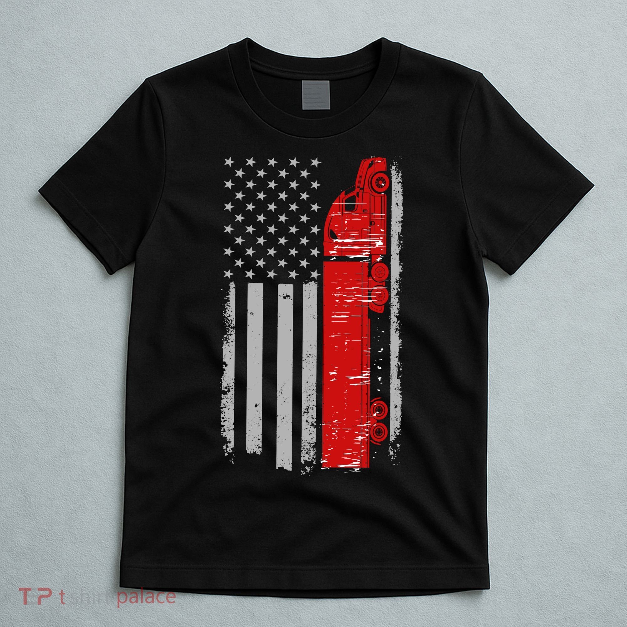 US Truck Driver USA Flag T-Shirt