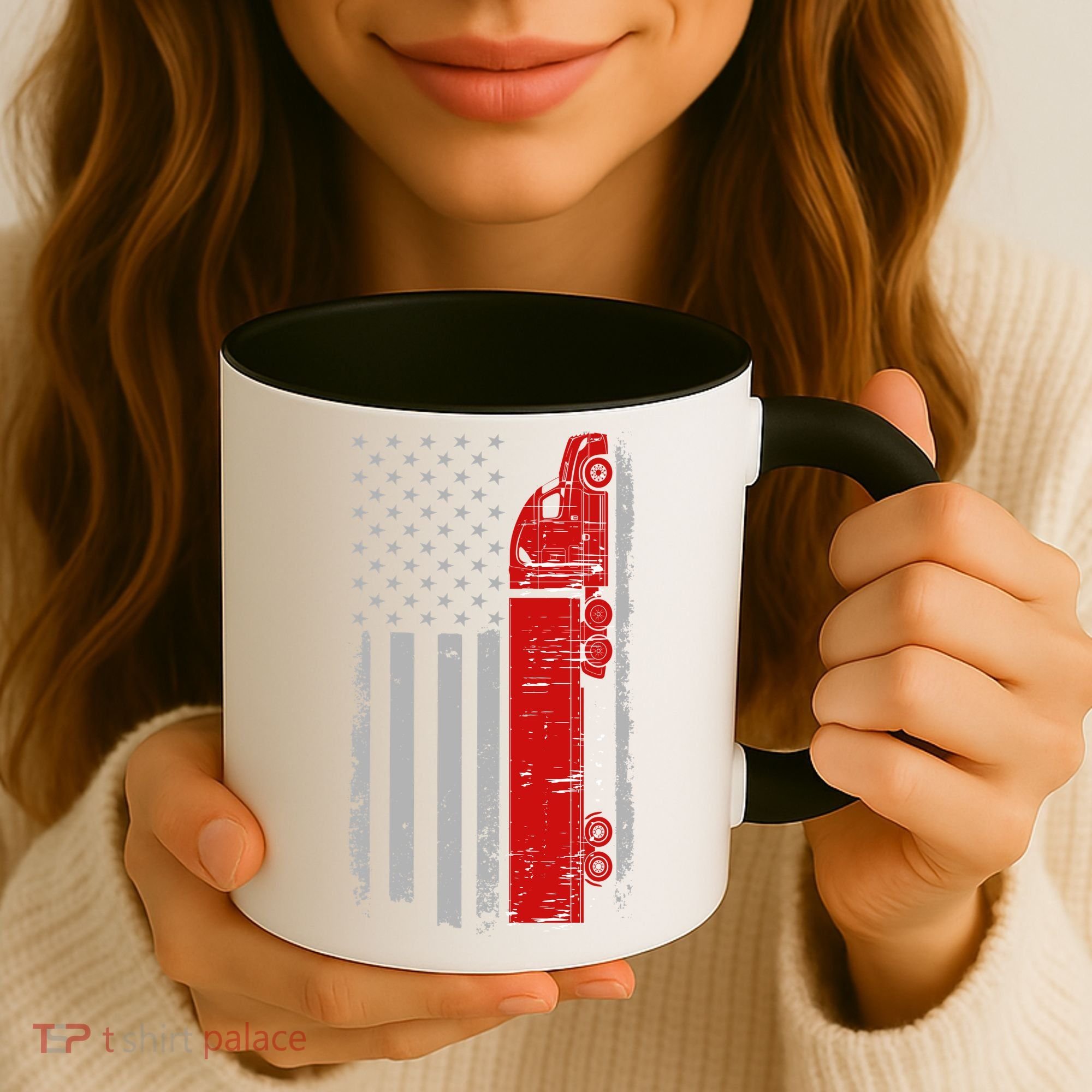 US Truck Driver USA Flag Coffee Mug