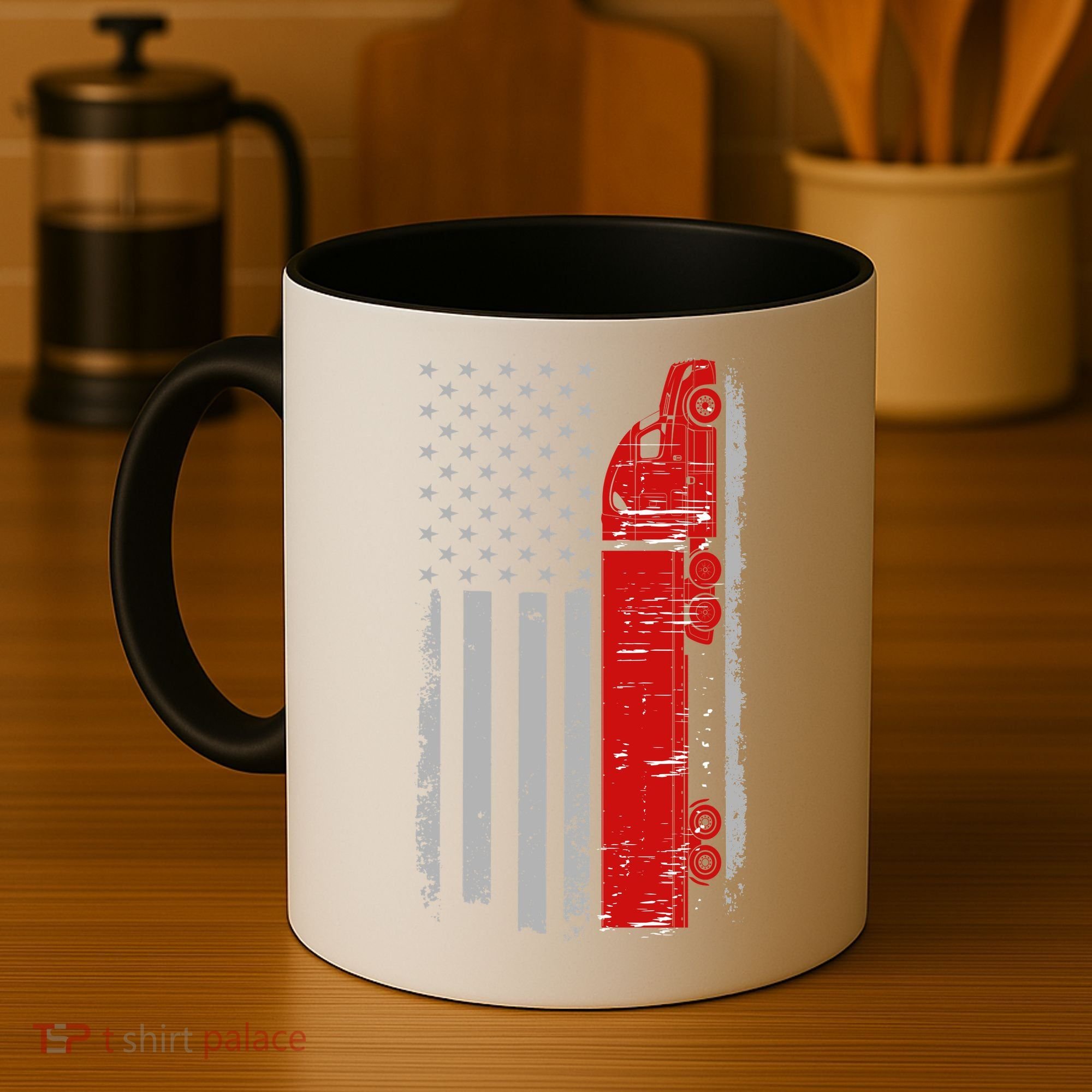US Truck Driver USA Flag Coffee Mug