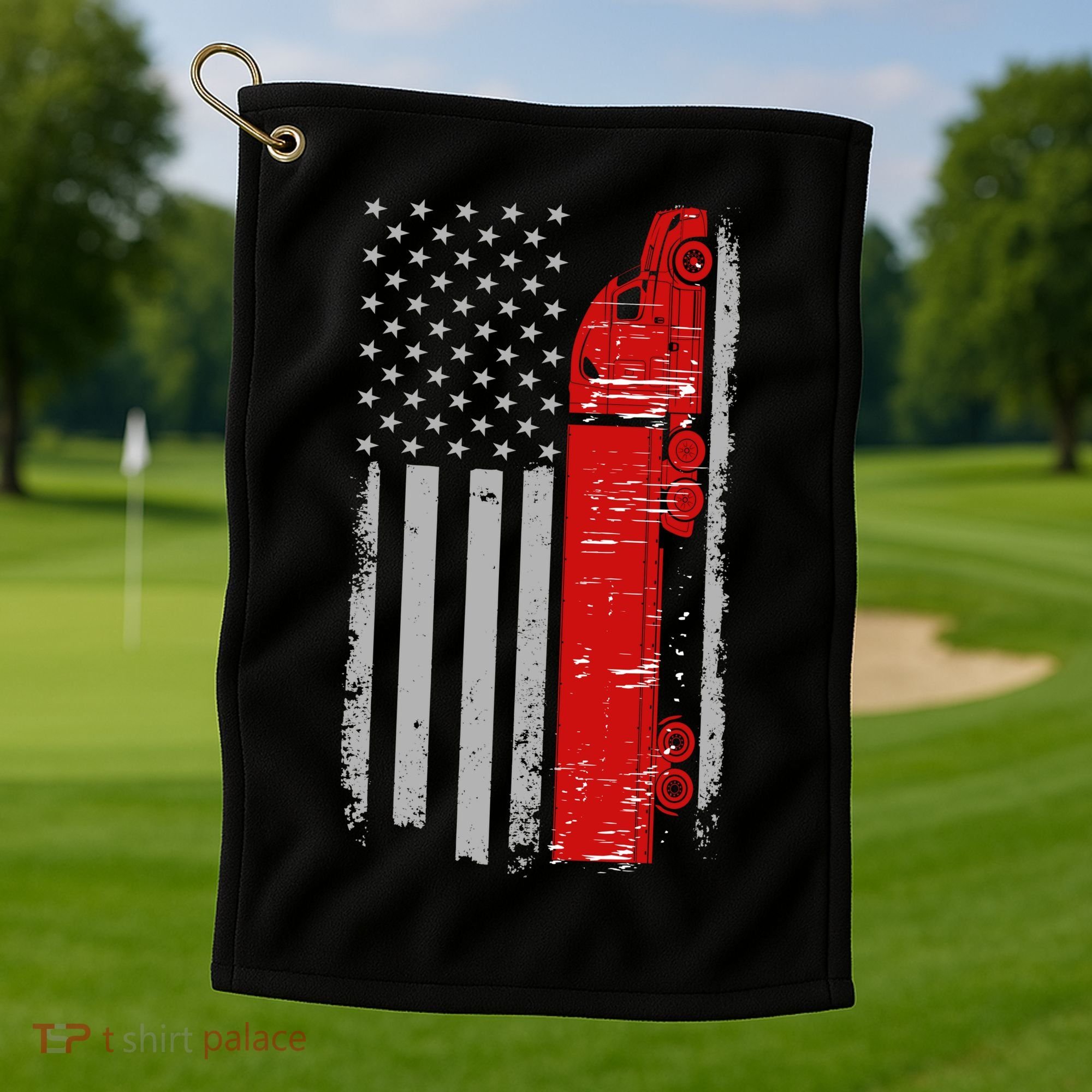 US Truck Driver USA Flag Golf Towel