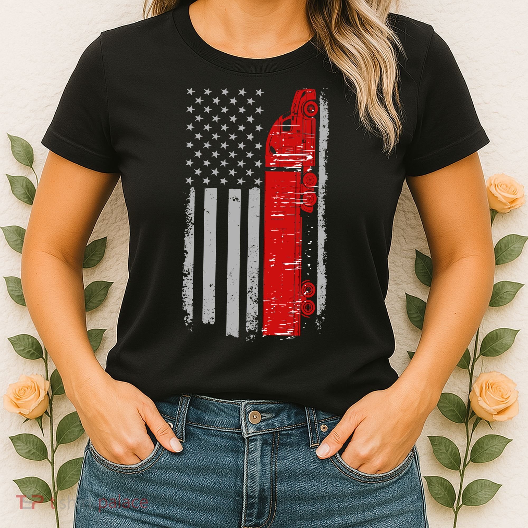 US Truck Driver USA Flag Women's T-Shirt