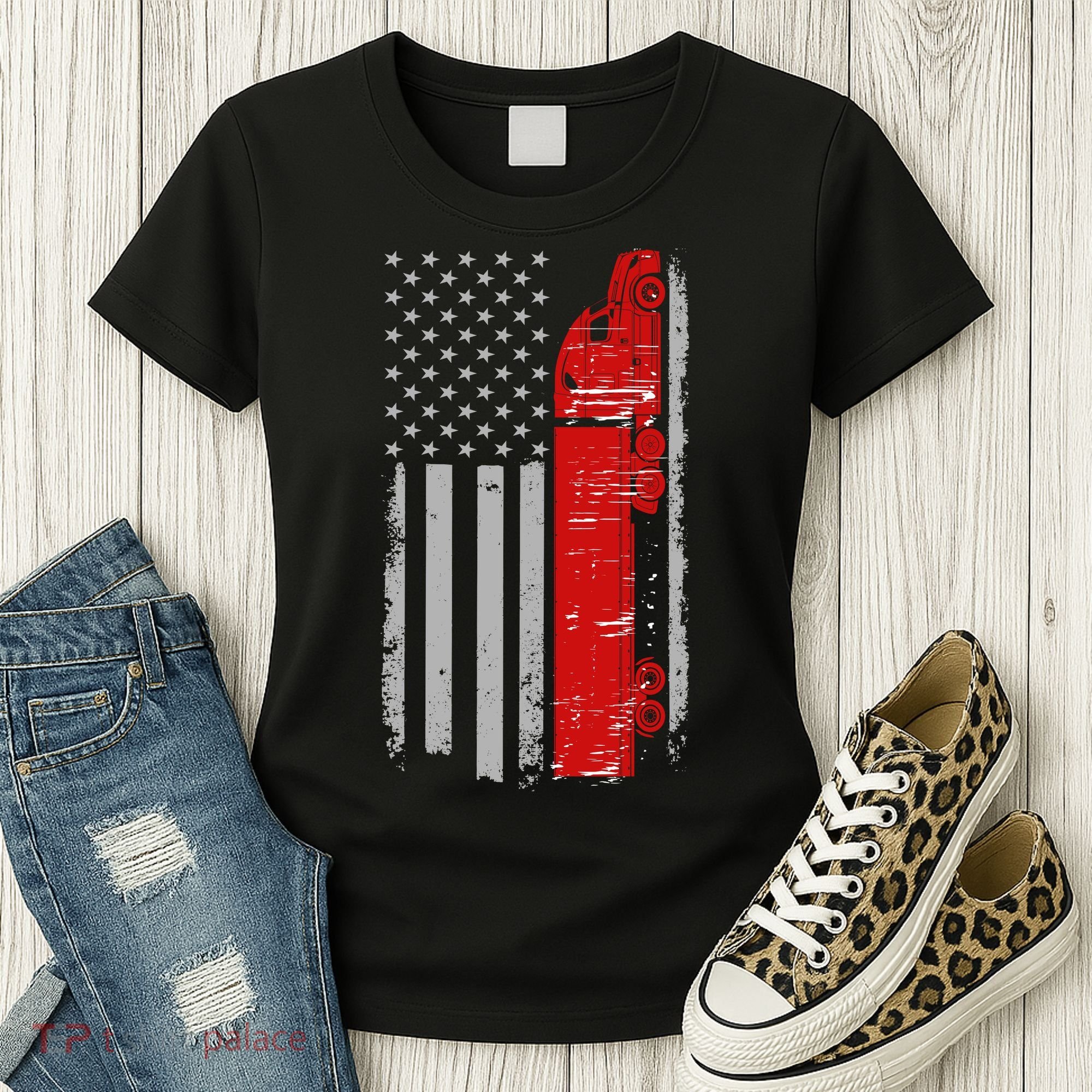 US Truck Driver USA Flag Women's T-Shirt
