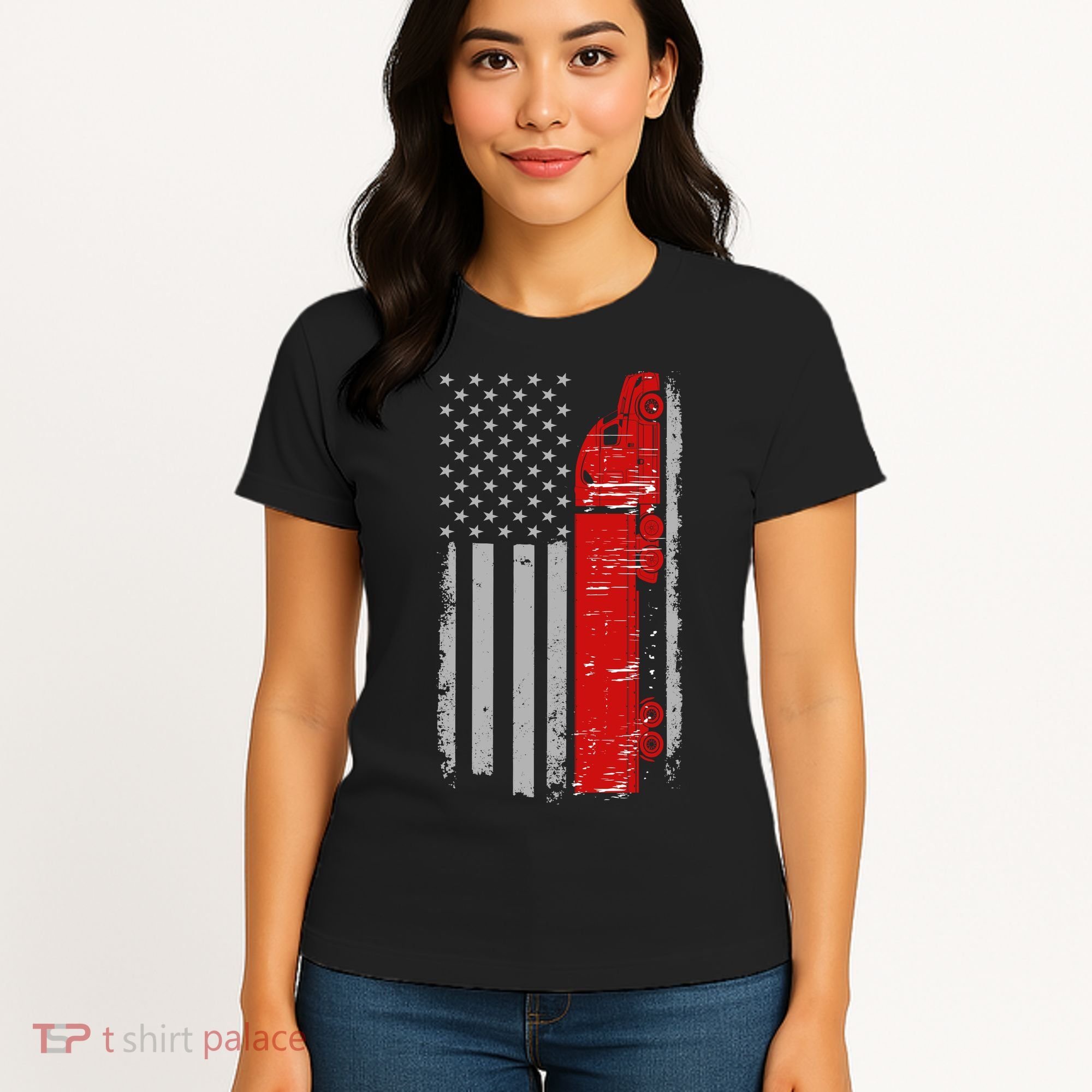 US Truck Driver USA Flag Women's T-Shirt