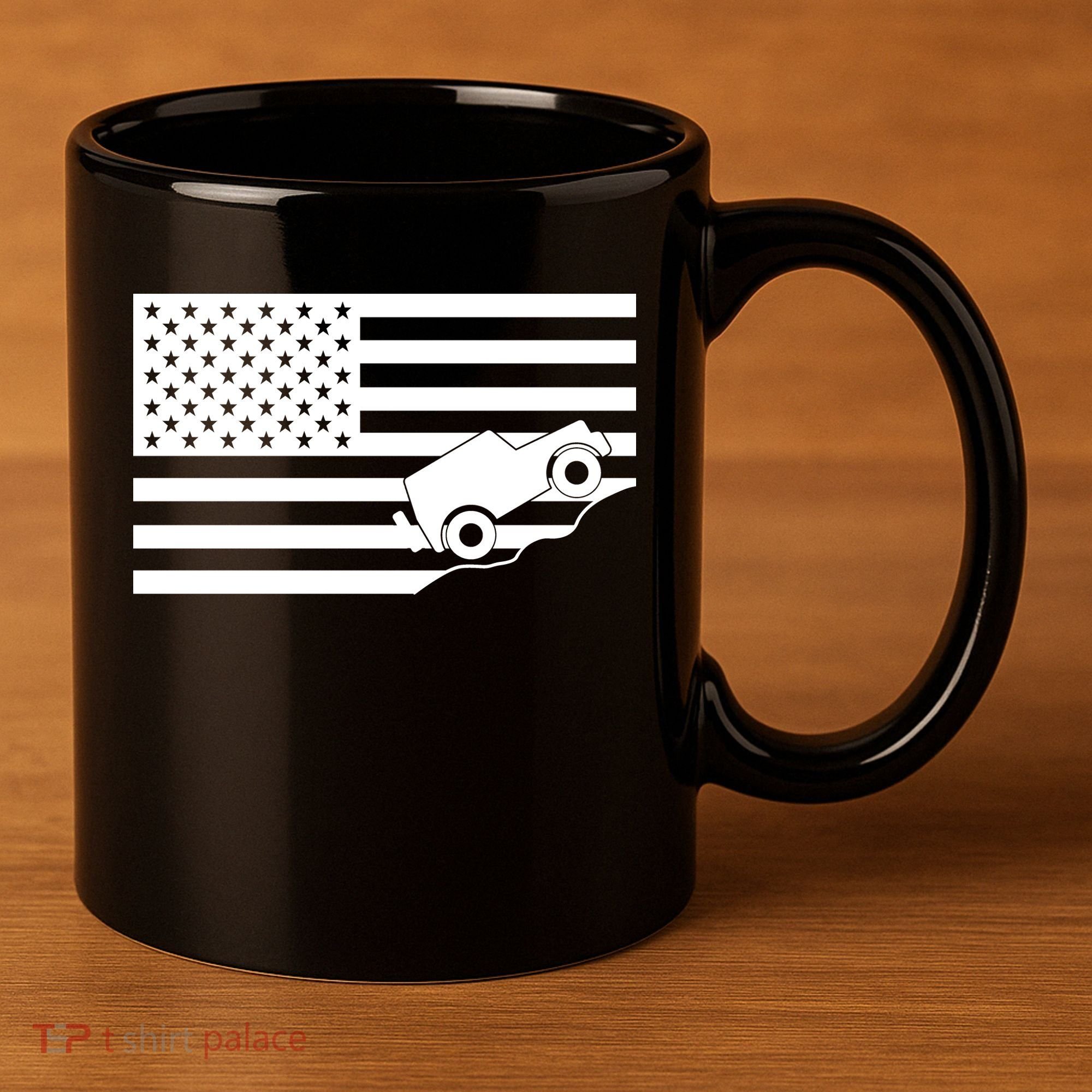 US Truck Simple Off-Roading Flag 11oz C Handle Ceramic Mug