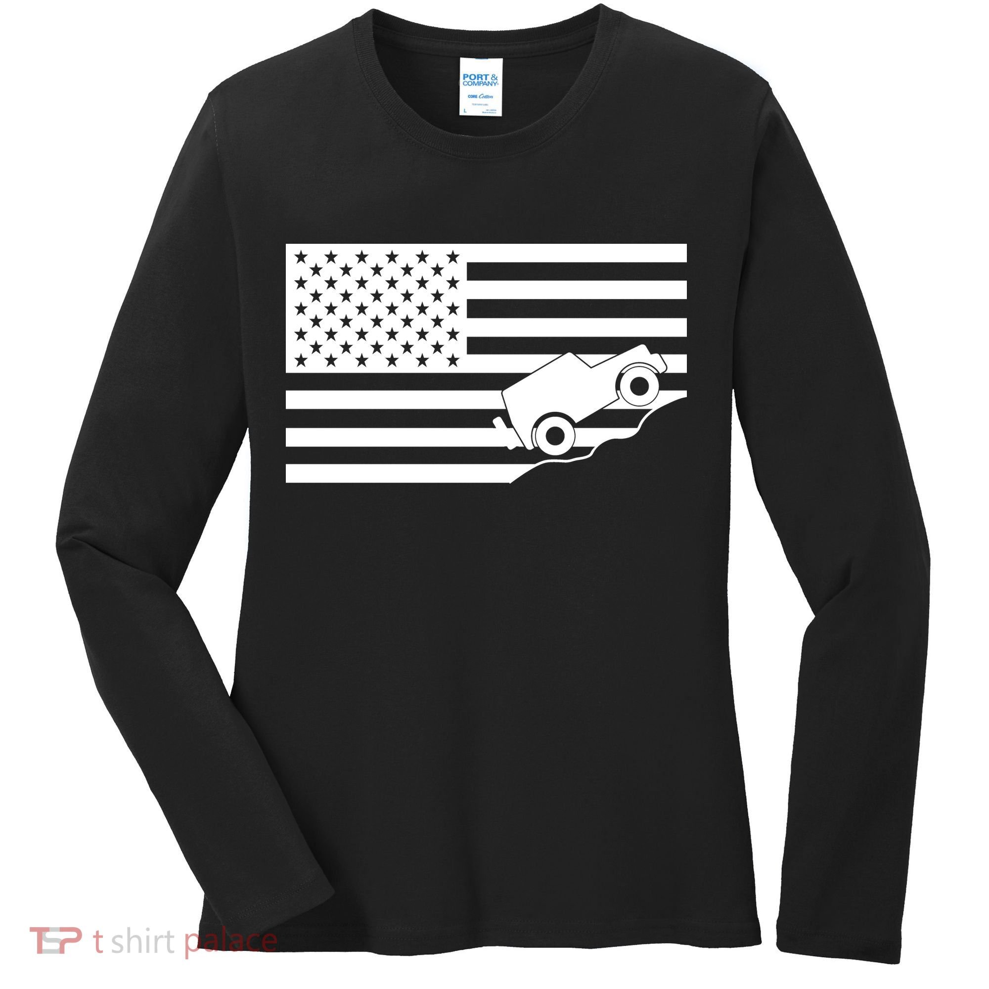 US Truck Simple Off-Roading Flag Women's Long Sleeve Shirt