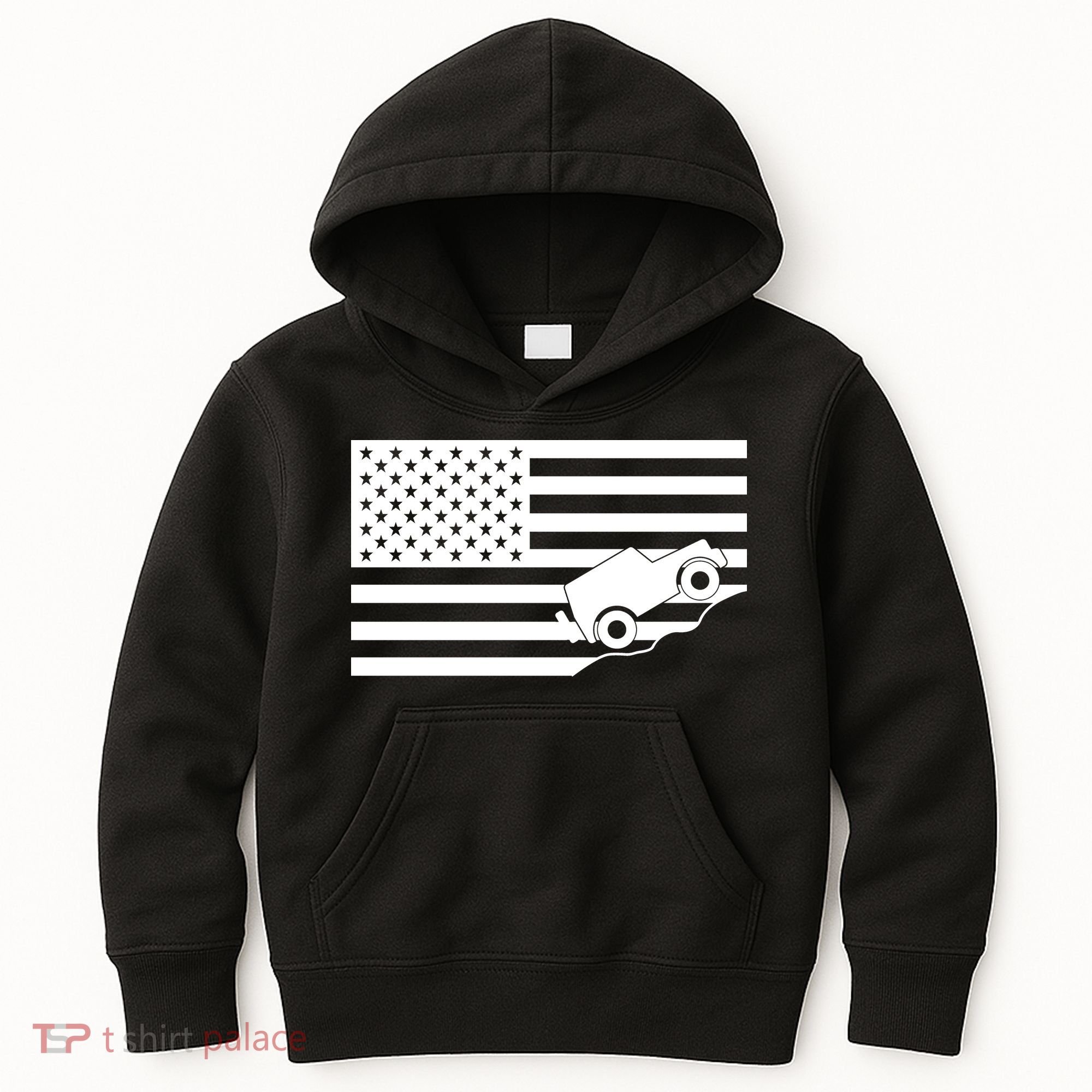 US Truck Simple Off-Roading Flag Kids Hoodie