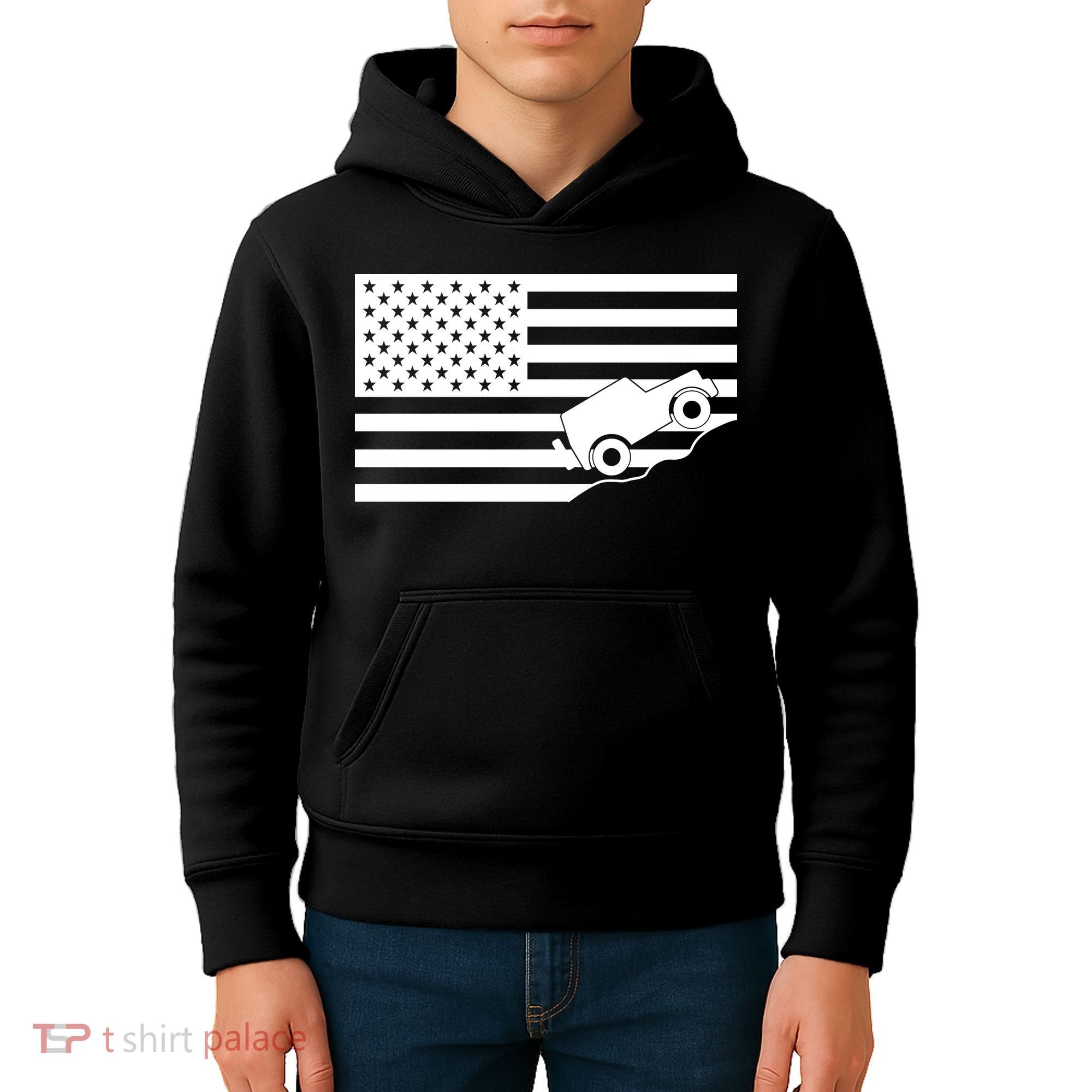US Truck Simple Off-Roading Flag Kids Hoodie