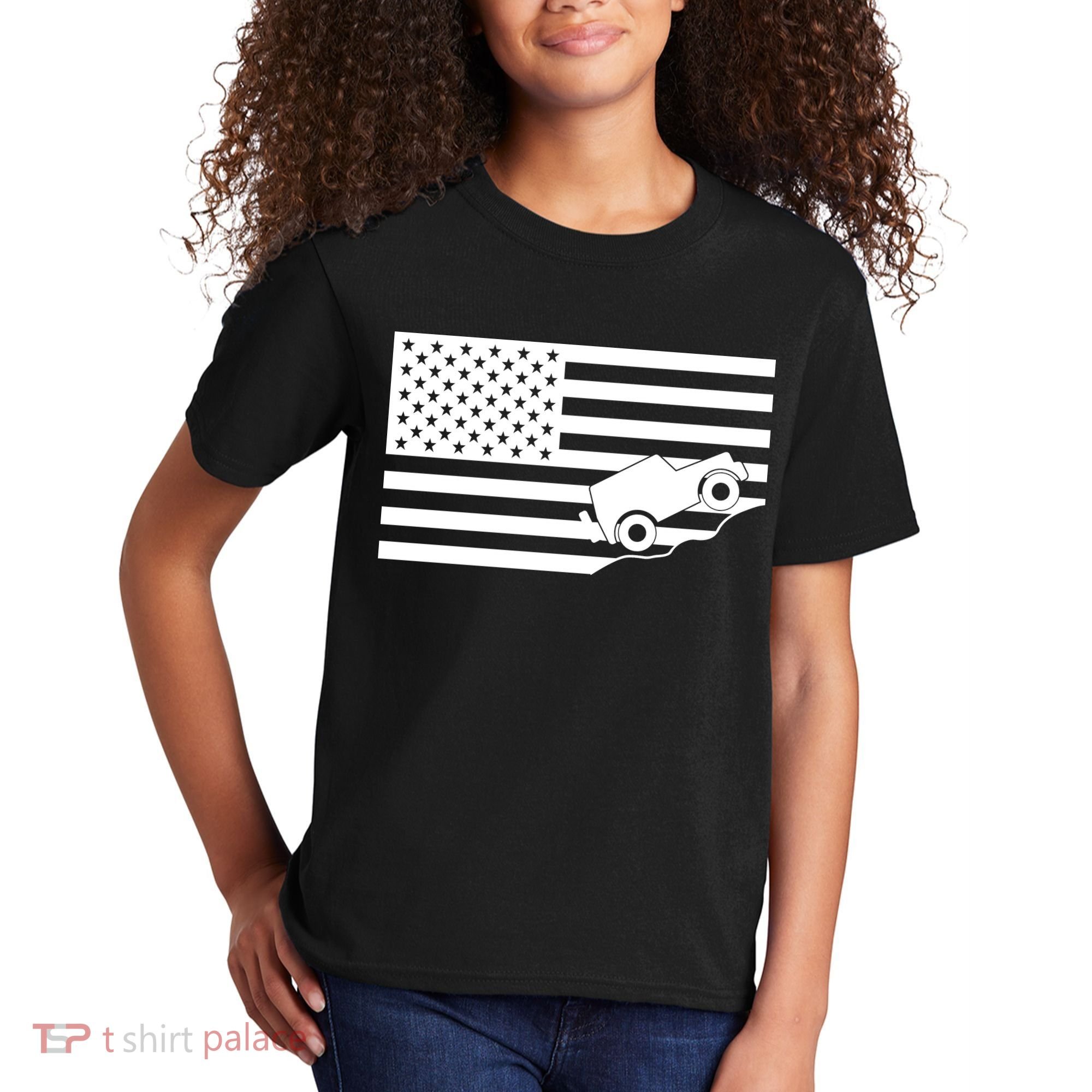 US Truck Simple Off-Roading Flag Kids T-Shirt