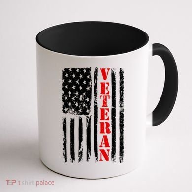 US Veterans Vintage American Flag Coffee Mug back