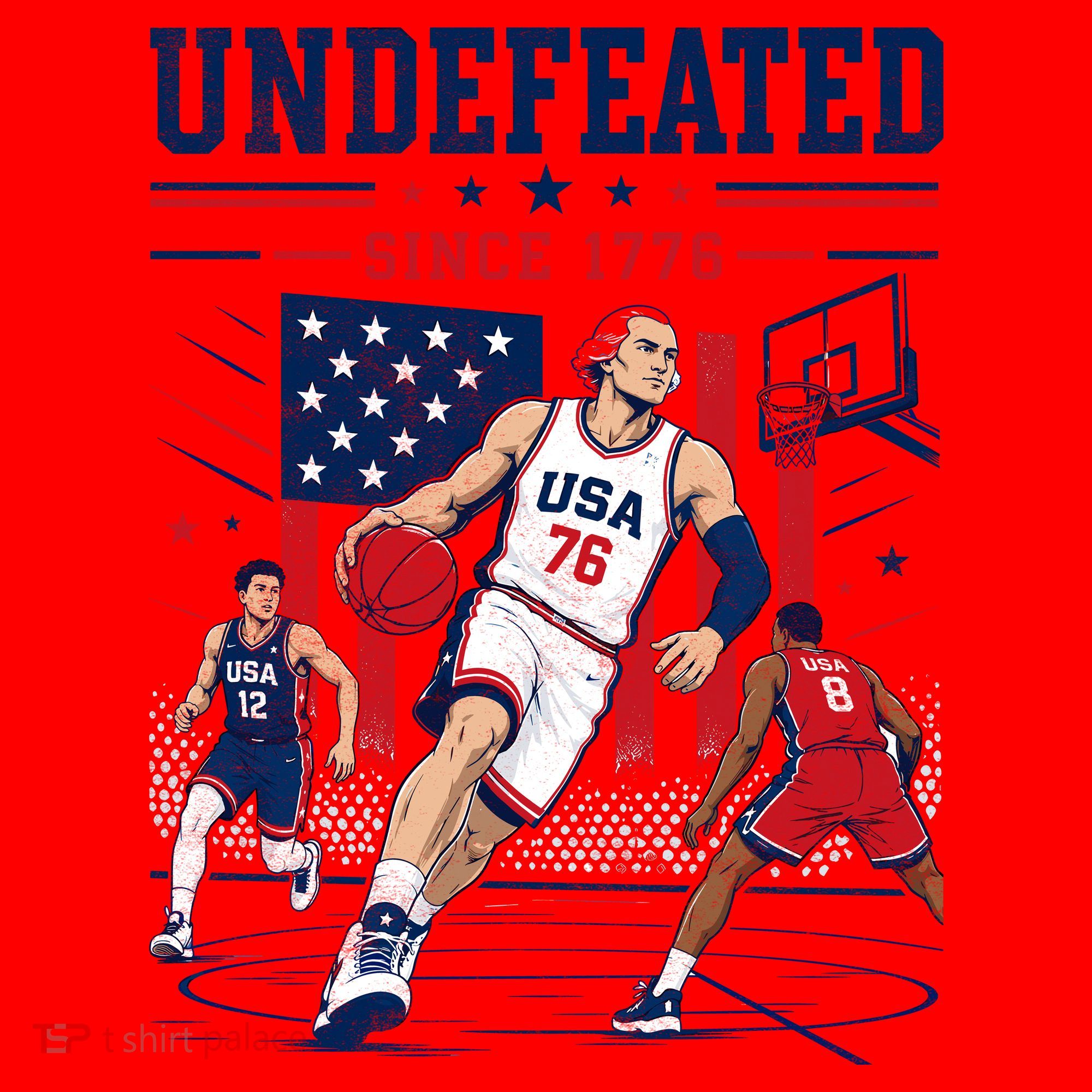 Undefeated Since 1776 Basketball USA Santa Hat