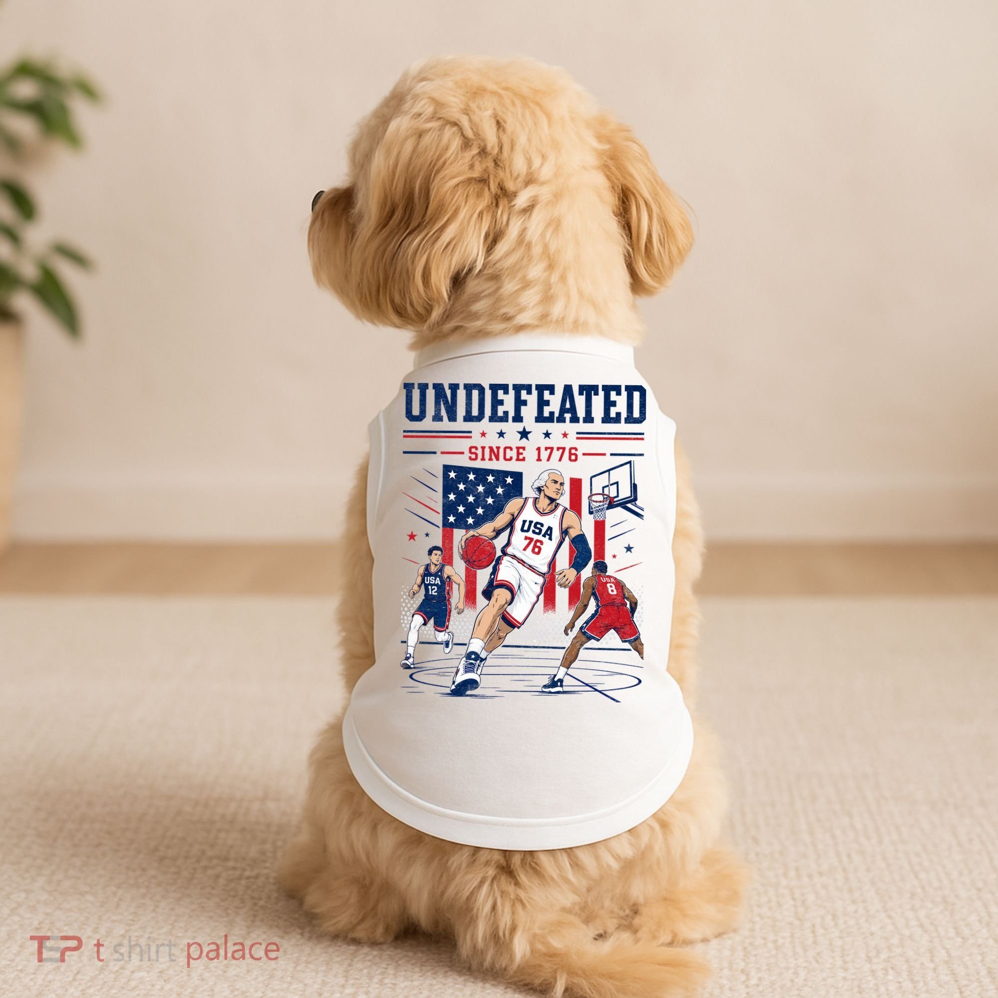 Undefeated Since 1776 Basketball USA Doggie Tank