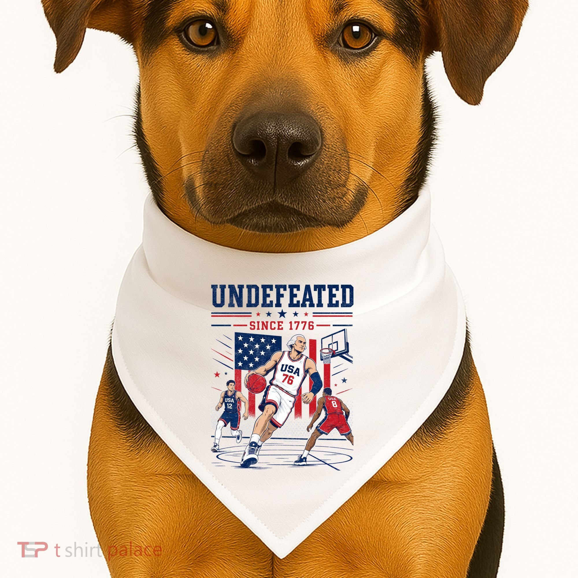 Undefeated Since 1776 Basketball USA USA-Made Doggie Bandana