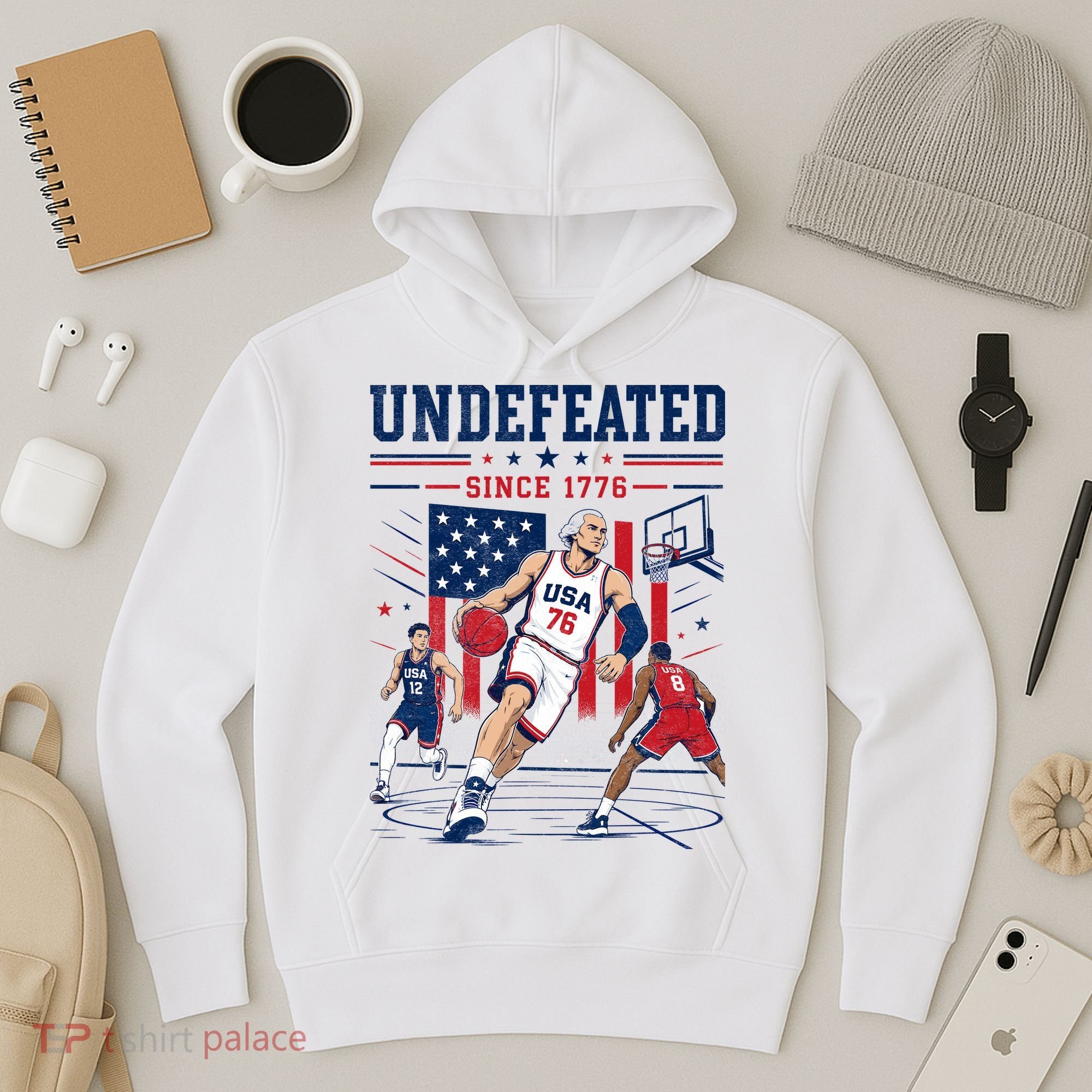 Undefeated Since 1776 Basketball USA Hoodie