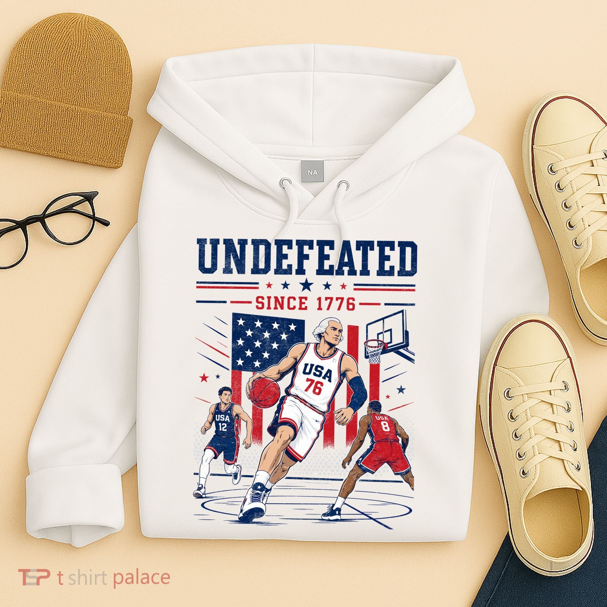 Undefeated Since 1776 Basketball USA Hoodie