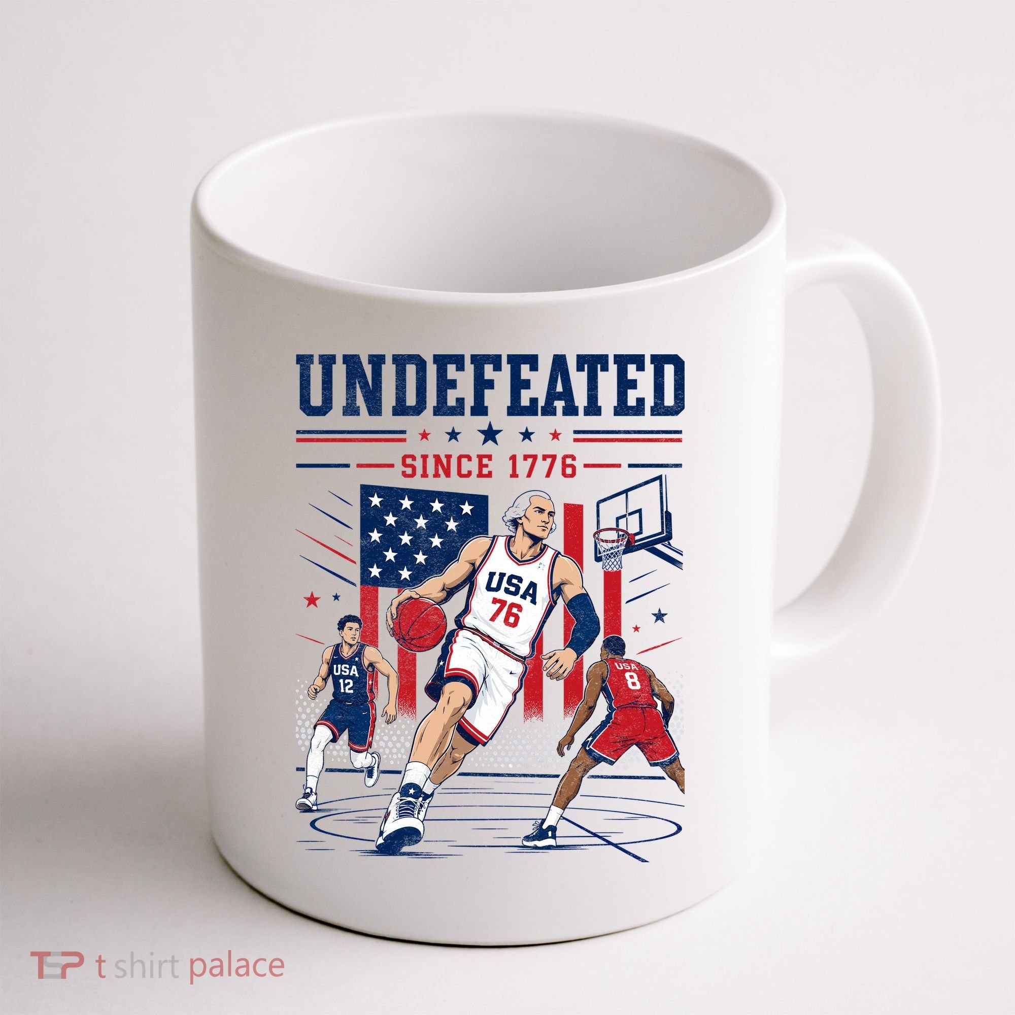 Undefeated Since 1776 Basketball USA Coffee Mug