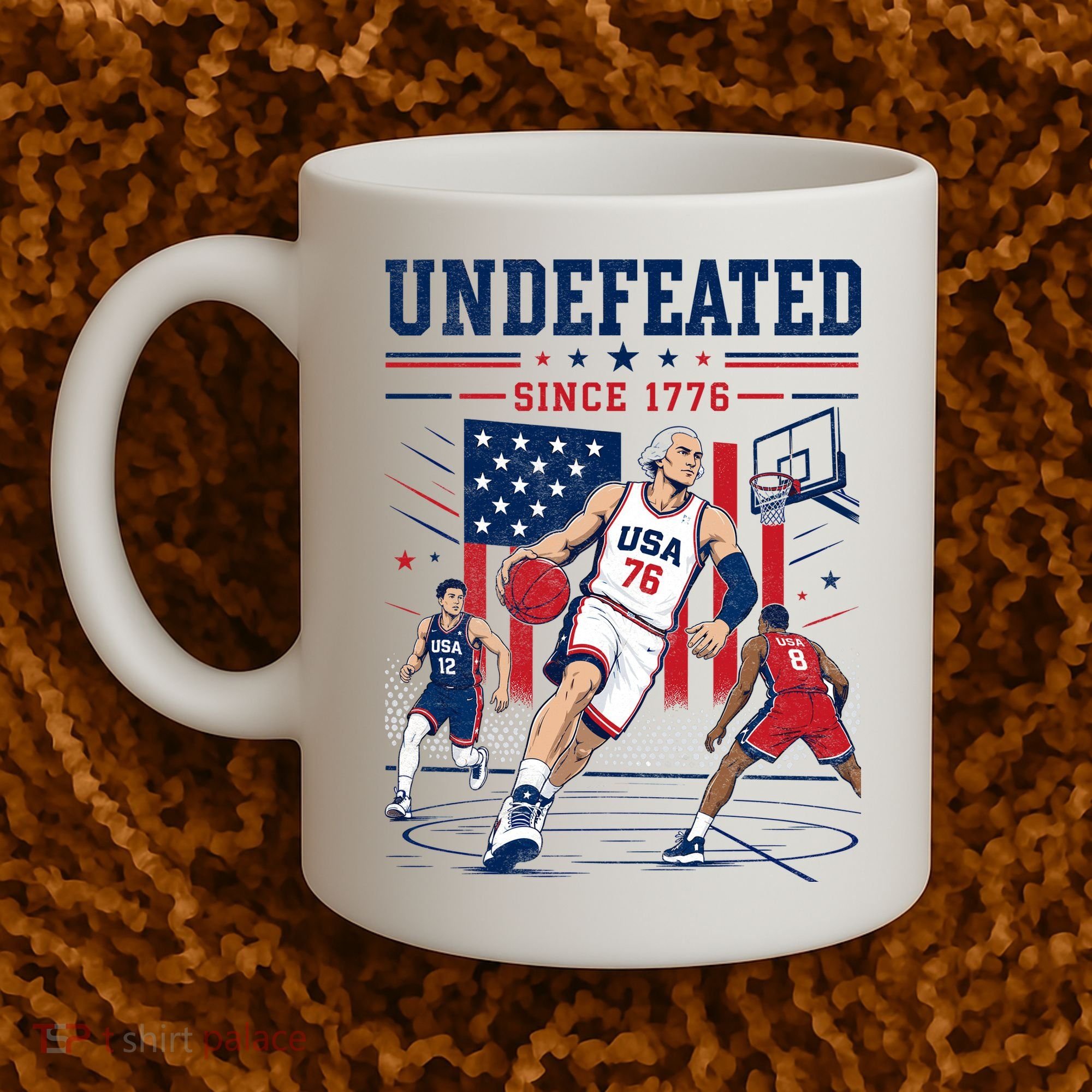 Undefeated Since 1776 Basketball USA Coffee Mug