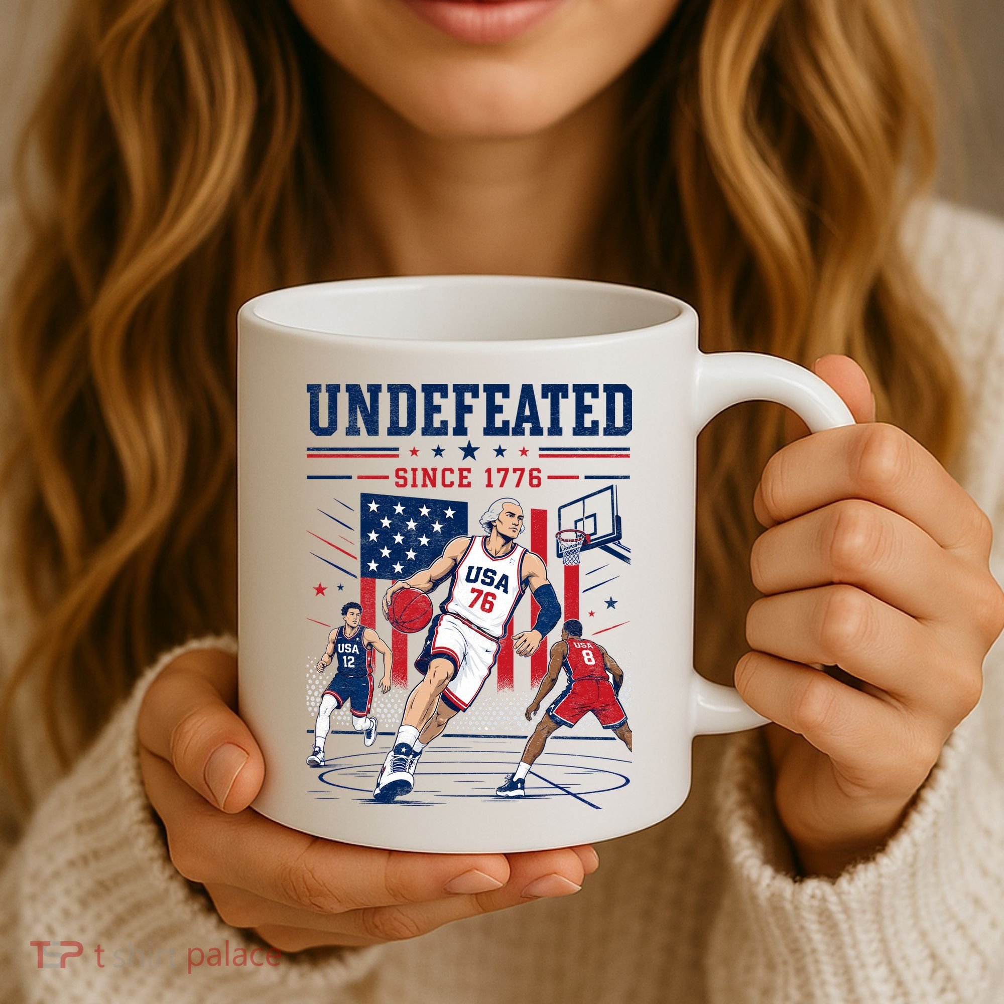 Undefeated Since 1776 Basketball USA Coffee Mug